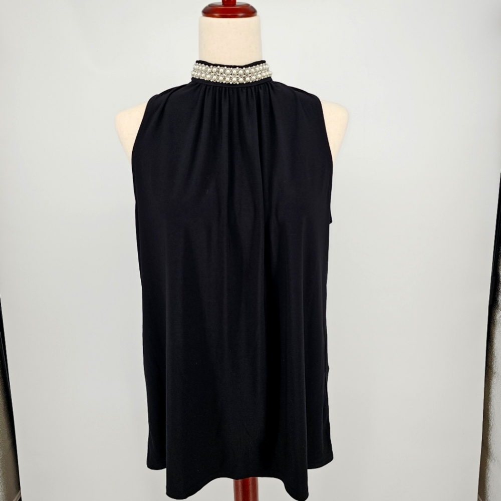 White House Black Market SL Pearl Date Top Black Size XL NWT
